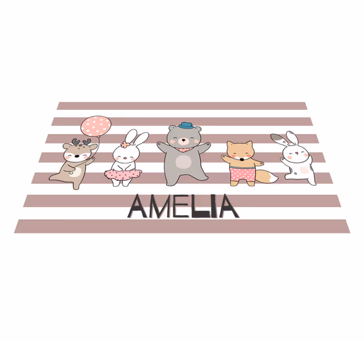 Placemat met naam Dieren dansen met naam - TenStickers