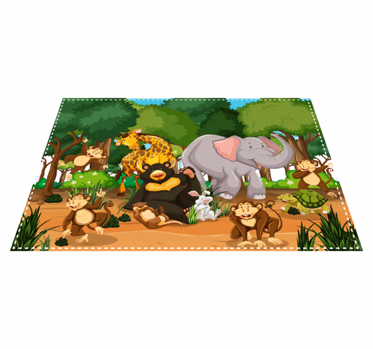 Kinder placemat dierenplezier scène - TenStickers