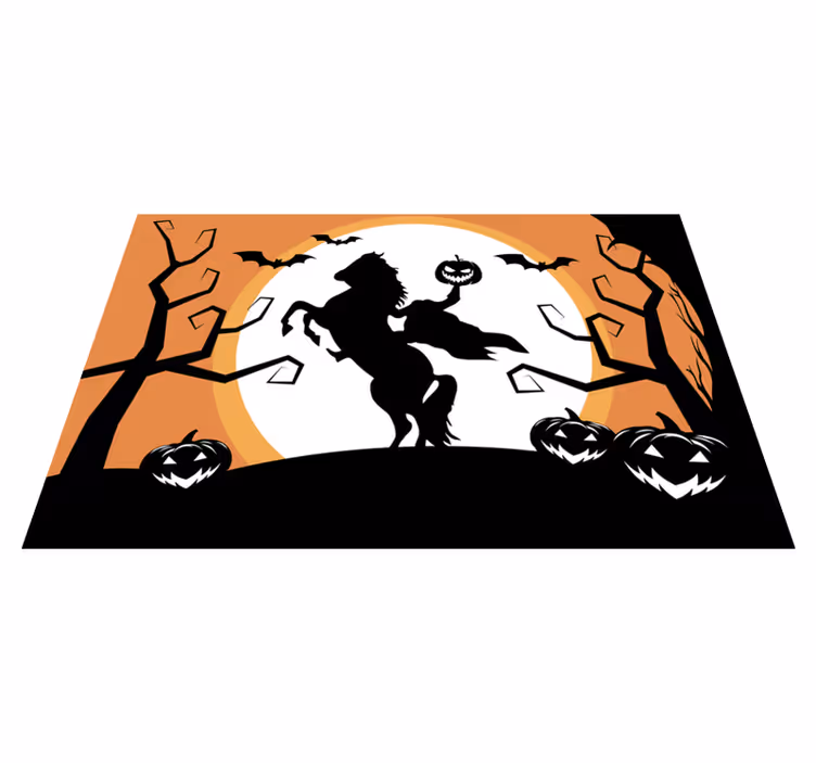 Halloween placemat paard met pompoen - TenStickers