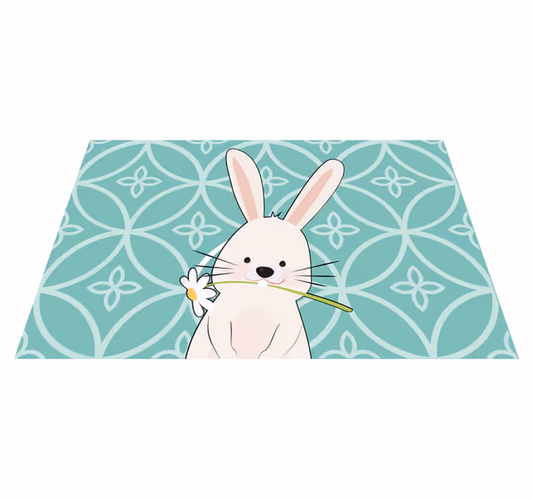 Kinder placemat schattig konijntje met bloem - TenStickers