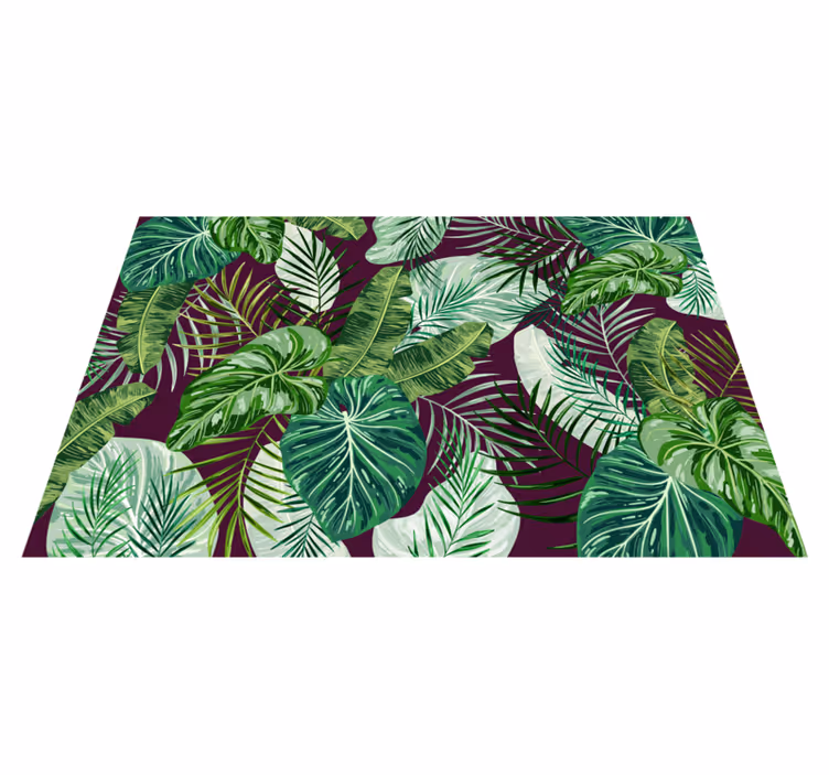 Houten placemat tropisch blad arrangement - TenStickers