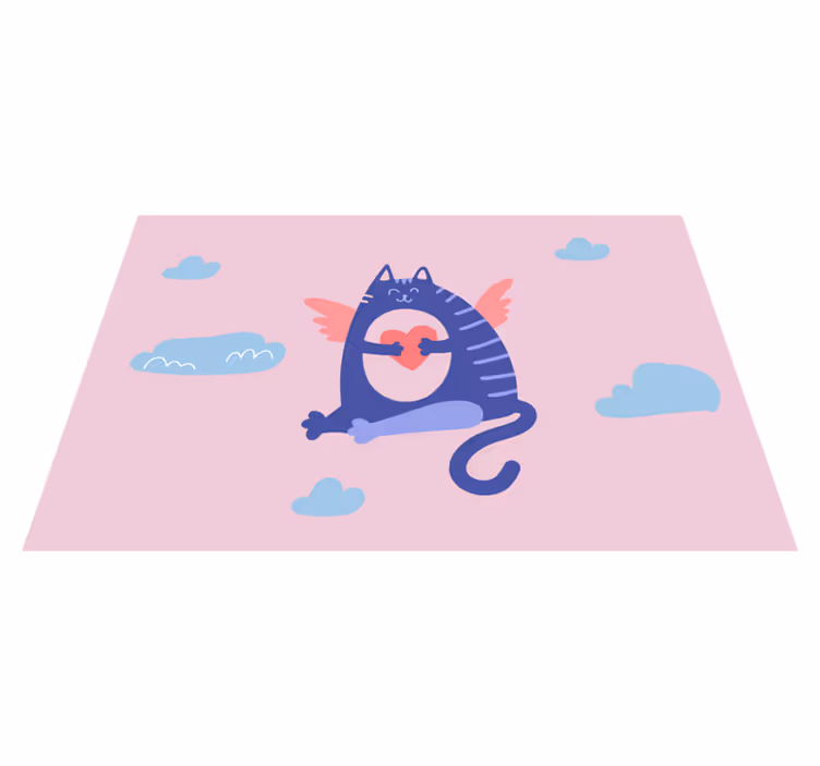 Kinder placemat vliegende kat met hart - TenStickers