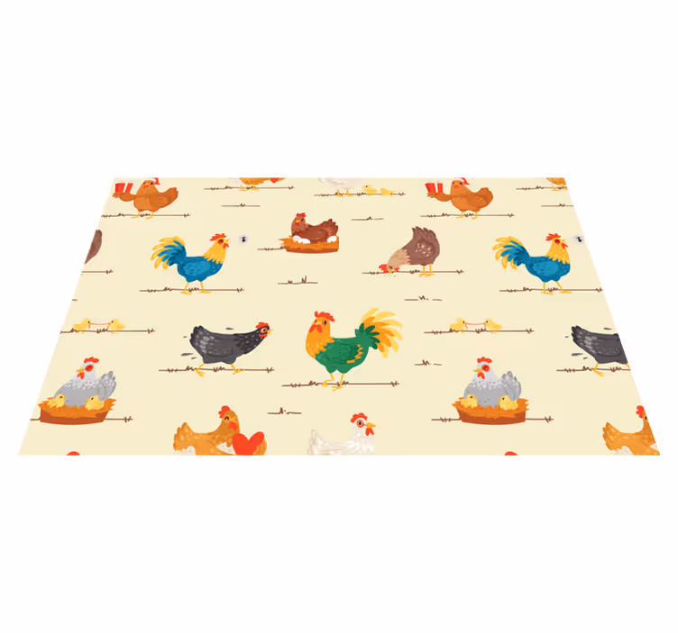 Kinder placemat kleurrijke kippen patronen - TenStickers