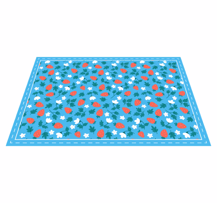 Originele placemat aardbeienbloemenpatroon - TenStickers