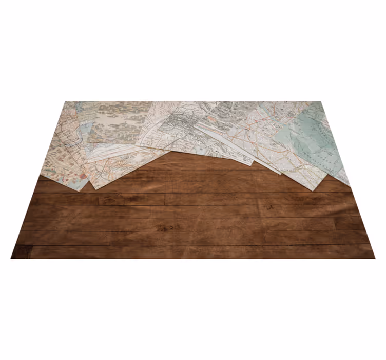 Houten placemat vintage kaartlagen - TenStickers