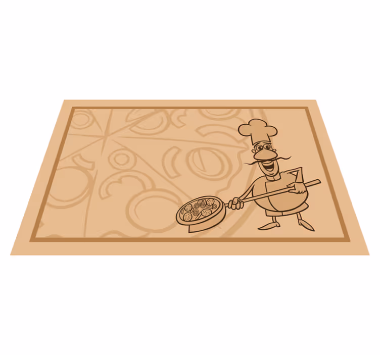 Kinder placemat chef met pizza - TenStickers