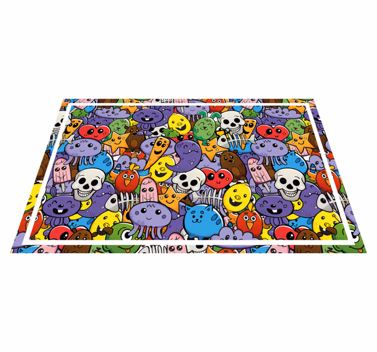 Kinder placemat met kleurrijke cartoonfiguren - TenStickers