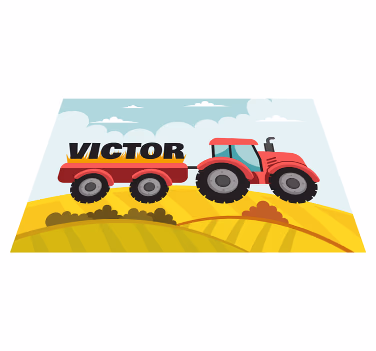 Placemat met naam Kleurrijke tractor en naam - TenStickers