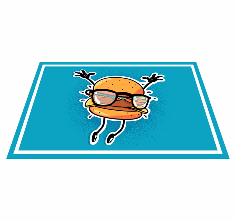 Kinder placemat springende hamburger karakter - TenStickers