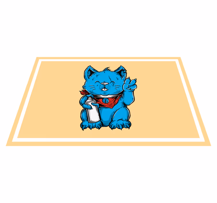Kinder placemat blije blauwe kat - TenStickers