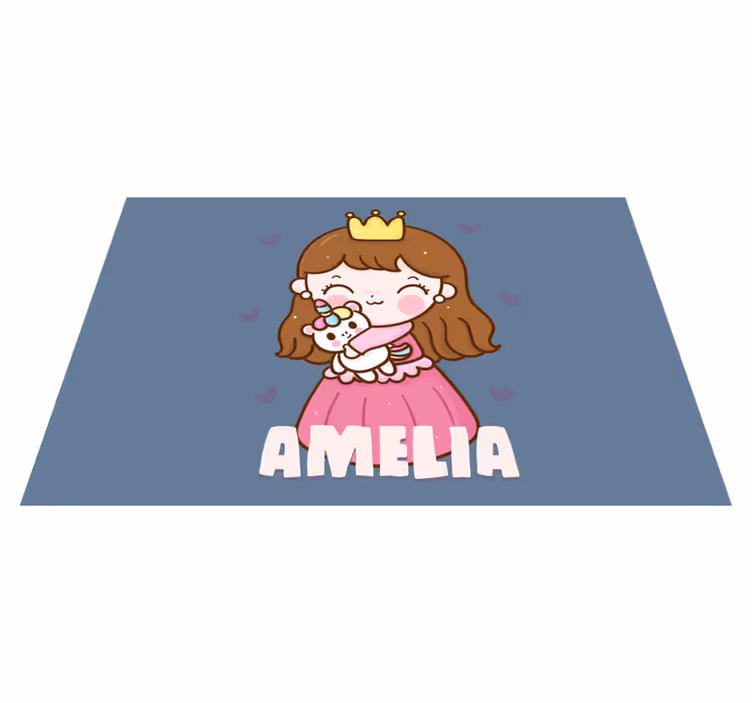 Kinder placemat schattige prinses met een eenhoorn - TenStickers