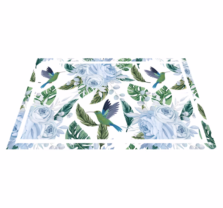 Moderne placemat met bloemen en kolibrie patroon - TenStickers