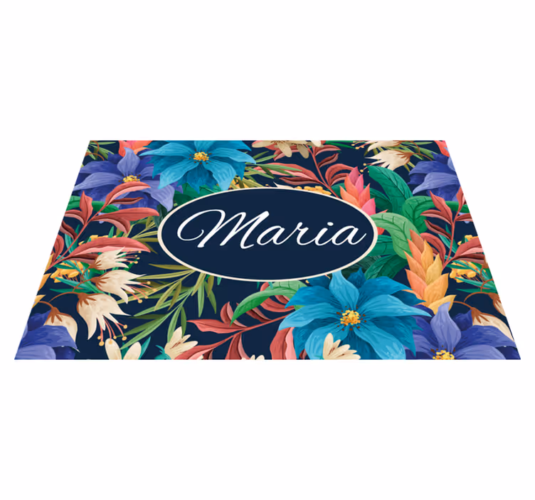 Placemat met naam bloemrijke gepersonaliseerde platter - TenStickers