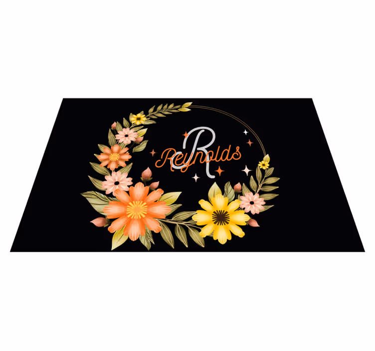 Placemat met naam gepersonaliseerde bloemstukken - TenStickers