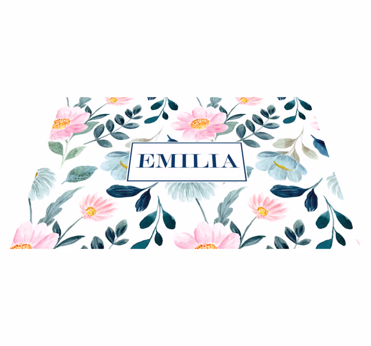 Placemat met naam gepersonaliseerd bloemenontwerp - TenStickers