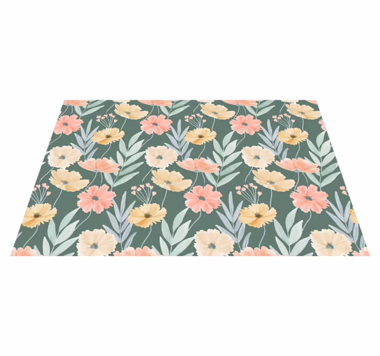 Originele placemat met bloemenpatroon op groene achtergrond - TenStickers