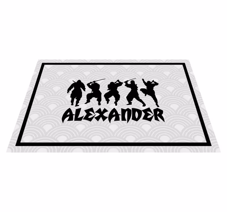 Placemat met naam ninja warrior silhouetten - TenStickers