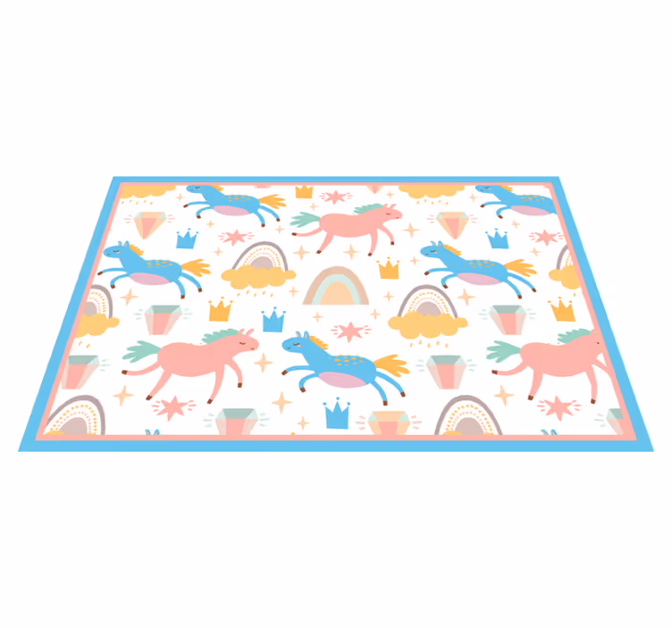 Kinder placemat kleurrijke eenhoorns rennend - TenStickers