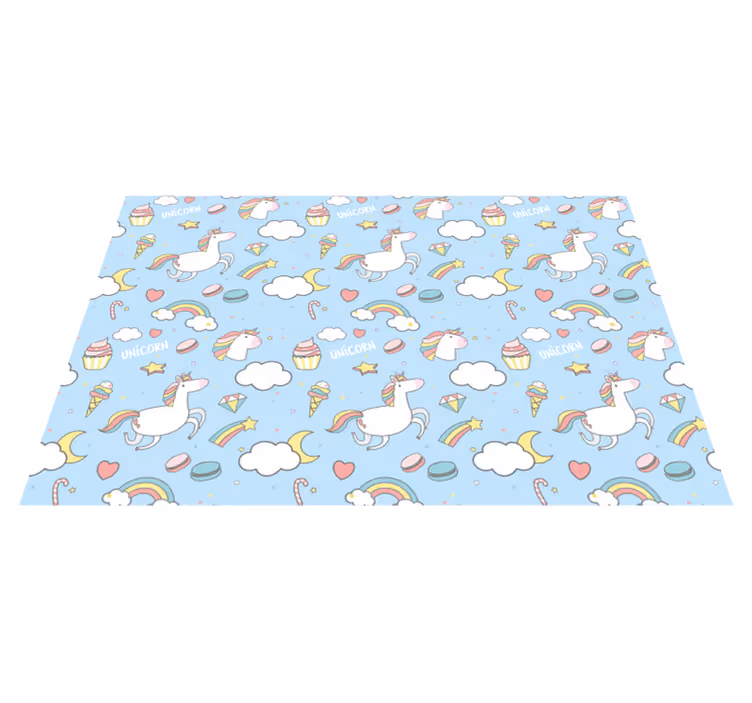 Kinder placemat eenhoorns en regenbogen - TenStickers