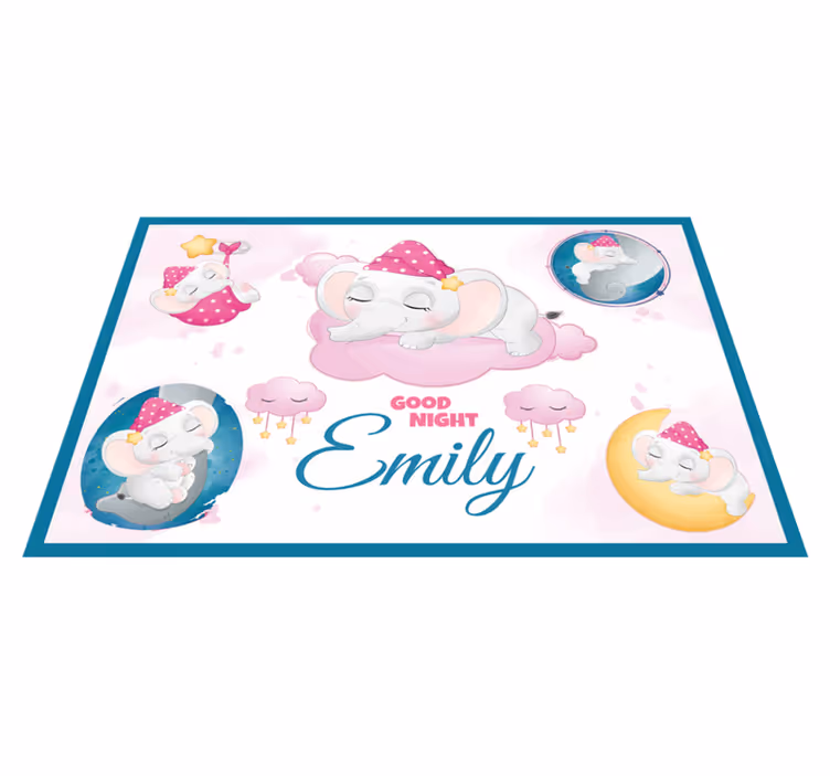 Slapende olifant met naam kinder placemat - TenStickers
