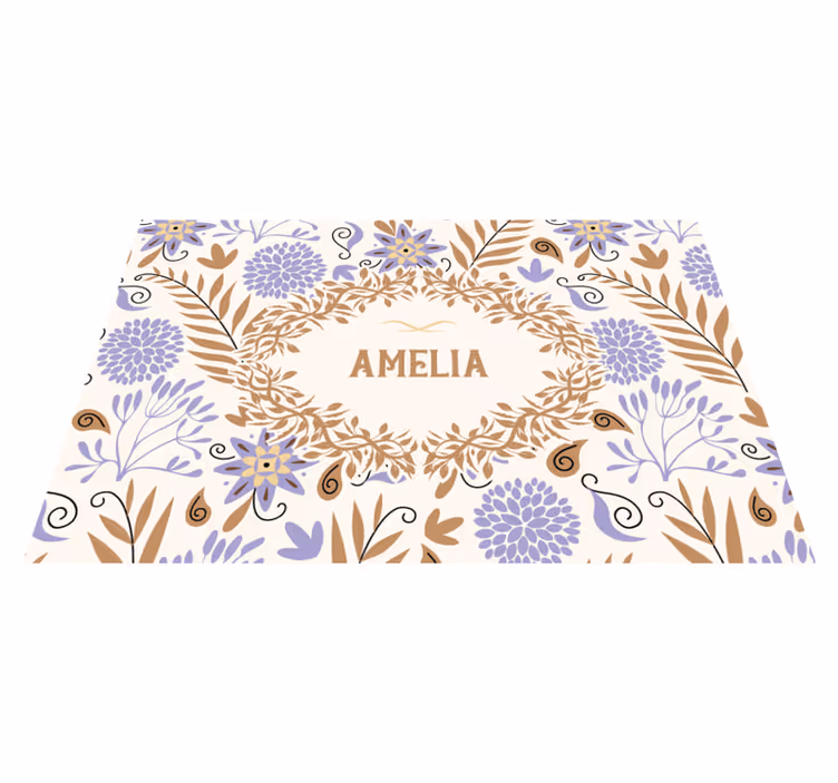 Placemat met naam bloemenpatroon placemats - TenStickers