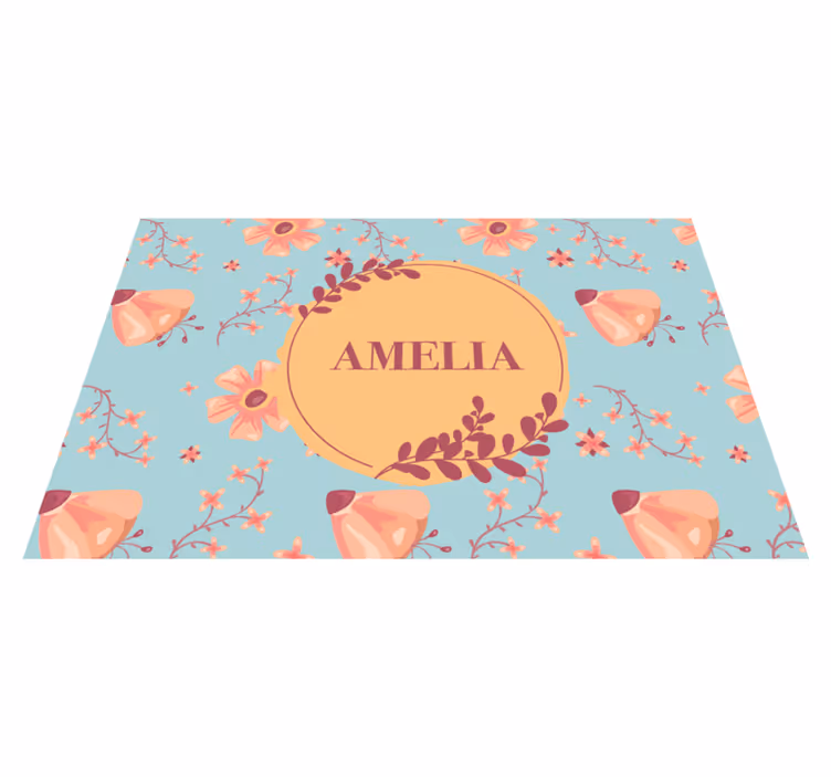 Placemat met naam botanische gepersonaliseerde naam - TenStickers