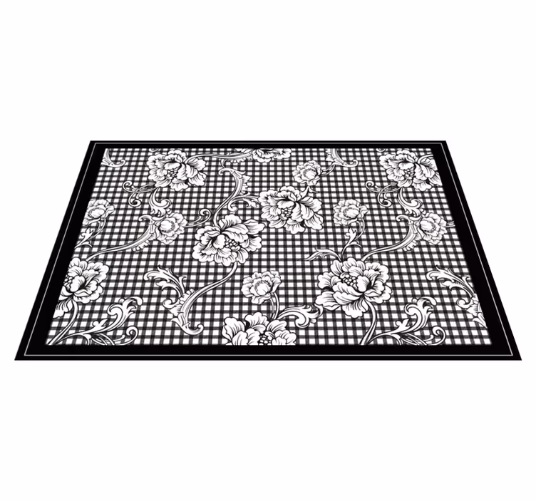 Elegante placemat zwart bloemenpatroon - TenStickers