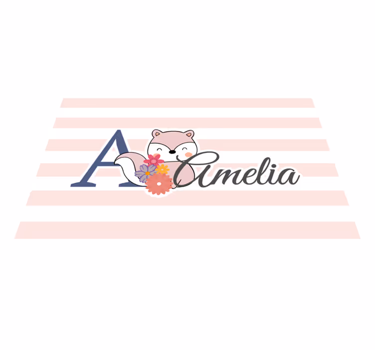 Kinder placemat schattige vos met bloemen - TenStickers