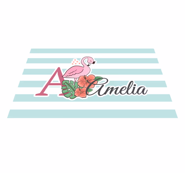 Kinder placemat flamingo monogram amelia - TenStickers