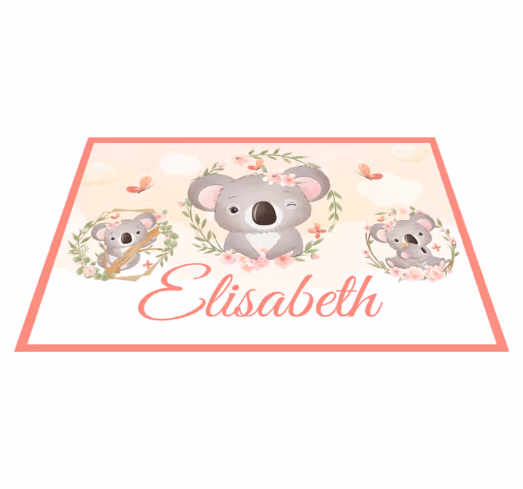 Kinder placemat Schattige dieren koala met naam - TenStickers