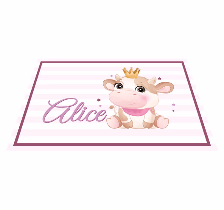 Kinder placemat Schattige koe voor meisje met naam - TenStickers