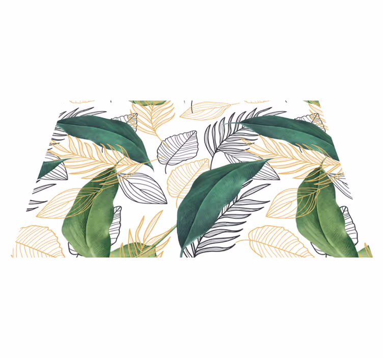 Houten placemat met weelderige groene bladerenpatronen - TenStickers
