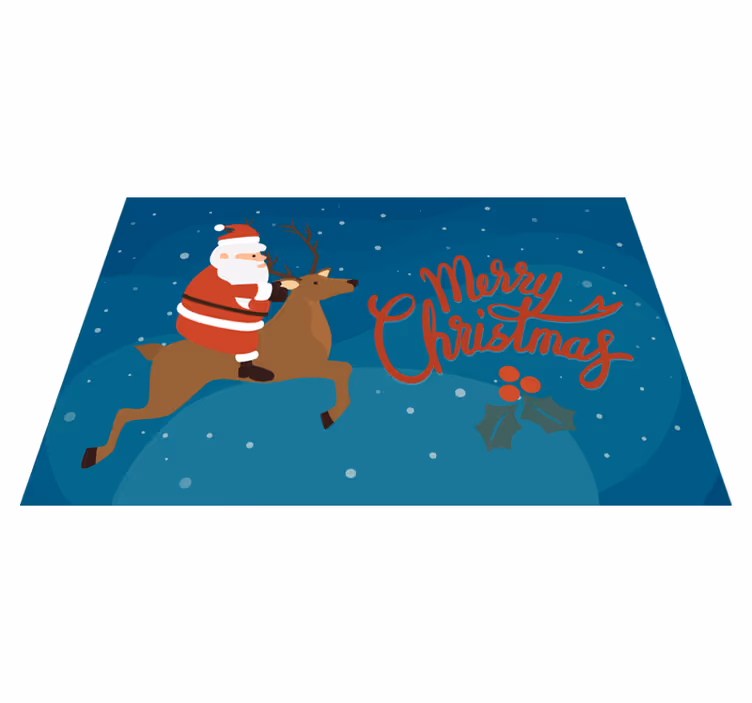 Kerstmis placemat met santa op het rendier - TenStickers