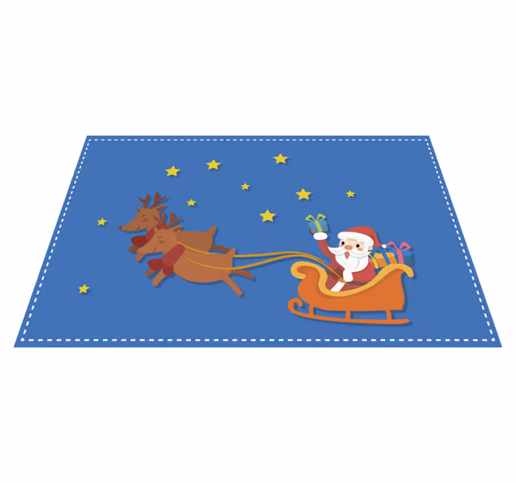Kerstmis placemat santa slede rit - TenStickers