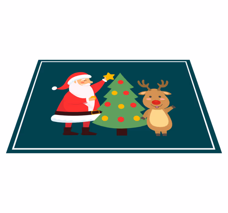 Kerstmis placemat kerstman en rendieren - TenStickers