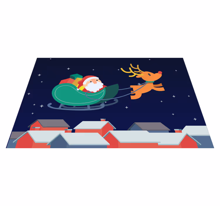 Kerstmis placemat de reis van de slee van de kerstman - TenStickers