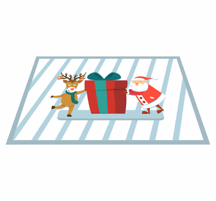 Kerstmis placemat santa en rendier cadeau - TenStickers