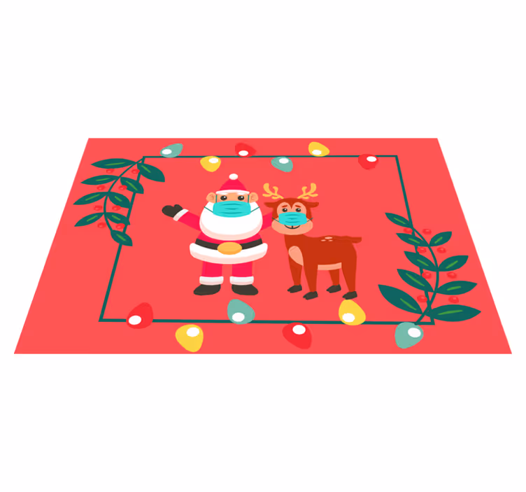 Kerstmis placemat met kerstman en slee - TenStickers