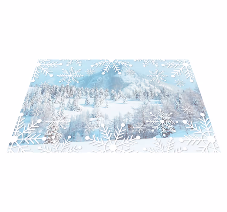 Kerstmis placemat sneeuwvlok winterlandschap - TenStickers