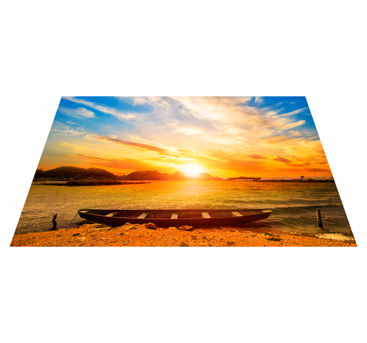 Moderne placema zonsondergang boven de rivier - TenStickers