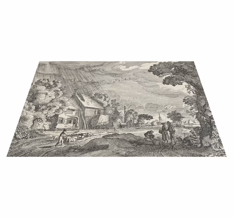 Originele placemat vintage landschapscene - TenStickers