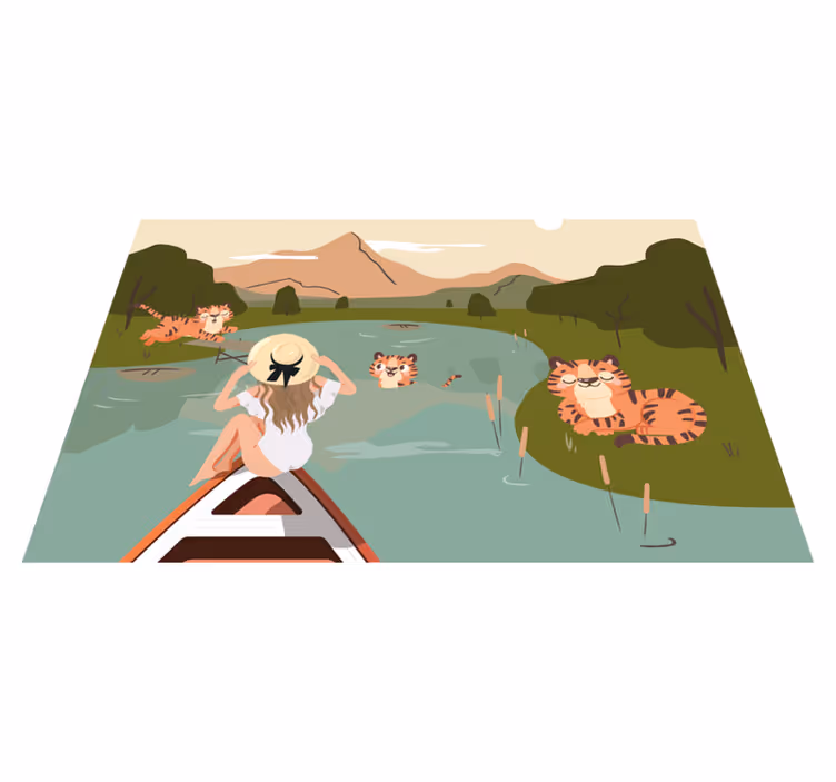 Kinder placemat speelse tijgers scène - TenStickers