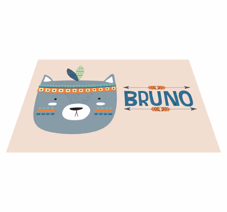 Placemat met naam Blauwe noordse kat met aanpasbare naam - TenStickers