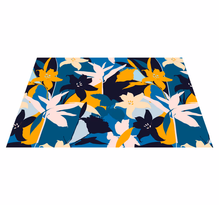 Originele placemat met bloemen in teal patroon - TenStickers