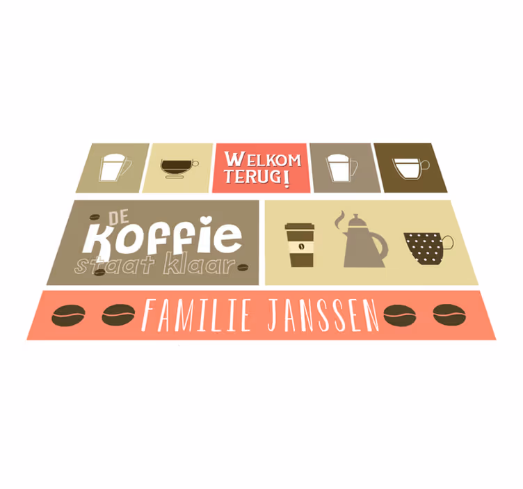 Placemat met naam welkom terug voor koffie - TenStickers