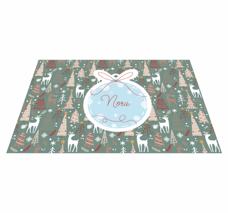 Placemat met kerstbal en kerst bos patroon - TenStickers