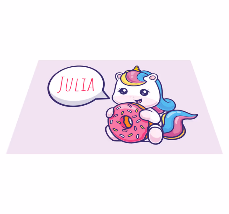 Eenhoorn met donut placemat met naam - TenStickers