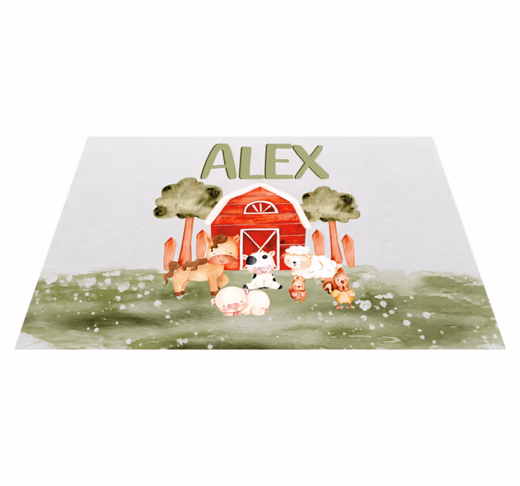 Waterverf schattige boerderij placemat met naam - TenStickers