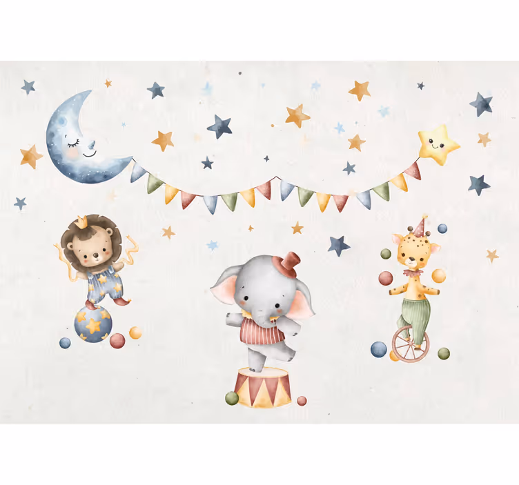 Dromerig circus babykamer fotobehang - TenStickers
