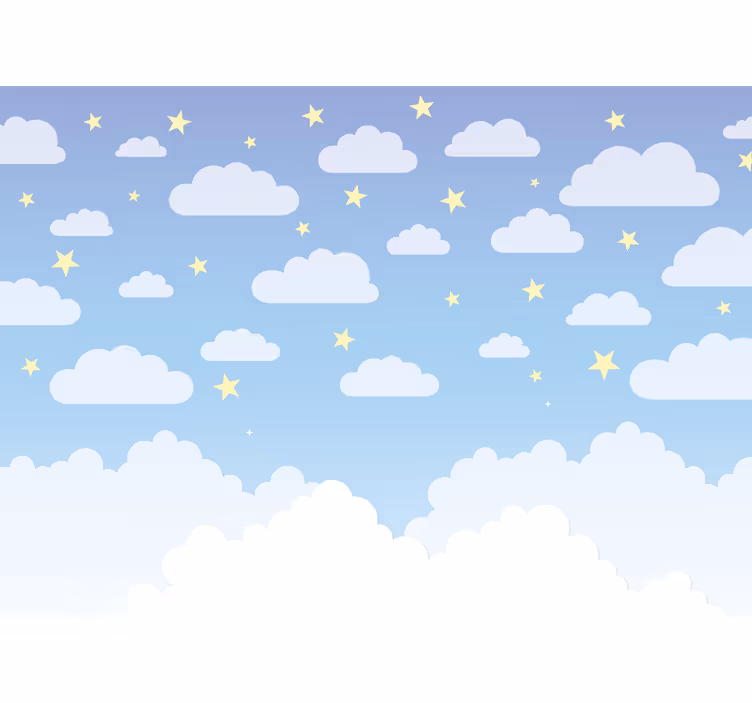 Wolken en sterren babykamer fotobehang - TenStickers